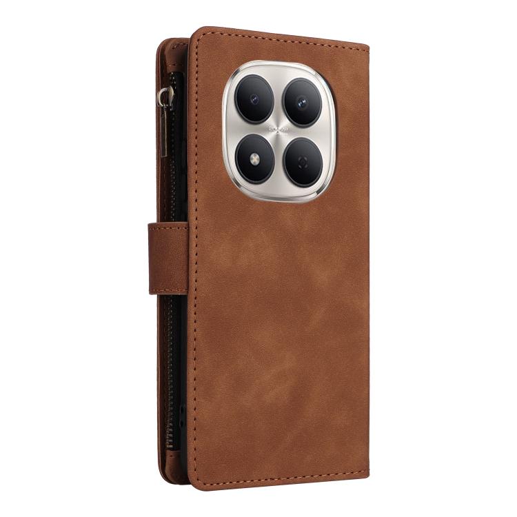 For Redmi Note 15 Pro+ 5G Global 163.3mm Multifunctional Frosted Zipper Wallet Leather Phone Case