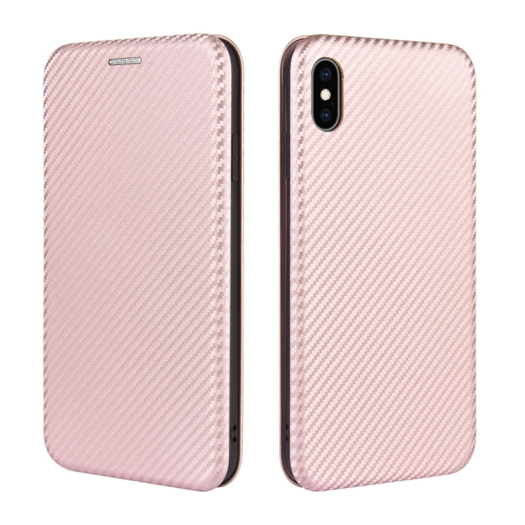 For iPhone X / XS Carbon Fiber Texture Horizontal Flip TPU + PC + PU Leather Case with Card Slot