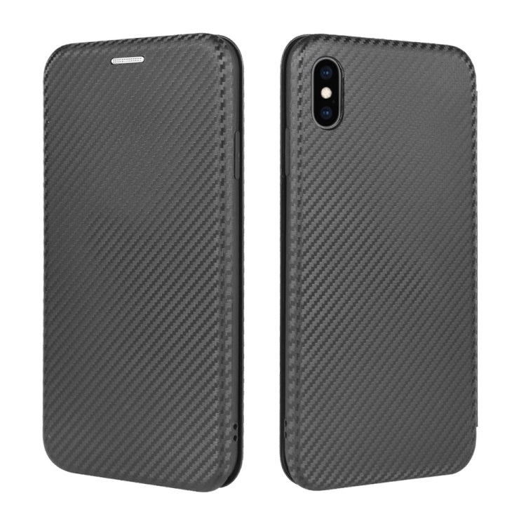 For iPhone X / XS Carbon Fiber Texture Horizontal Flip TPU + PC + PU Leather Case with Card Slot