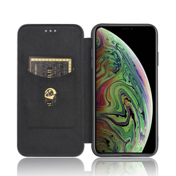For iPhone X / XS Carbon Fiber Texture Horizontal Flip TPU + PC + PU Leather Case with Card Slot