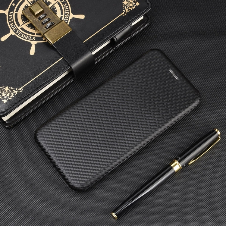 For iPhone X / XS Carbon Fiber Texture Horizontal Flip TPU + PC + PU Leather Case with Card Slot