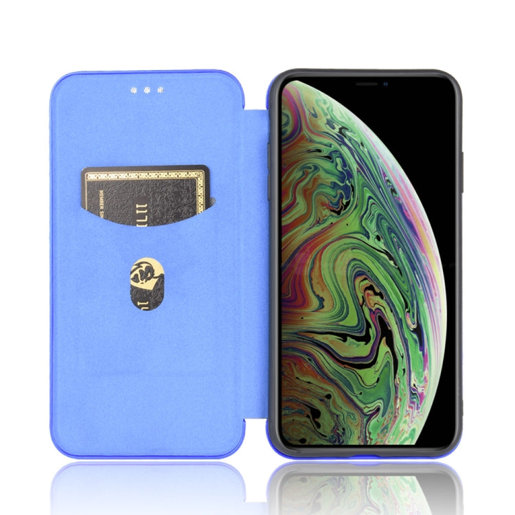 For iPhone X / XS Carbon Fiber Texture Horizontal Flip TPU + PC + PU Leather Case with Card Slot