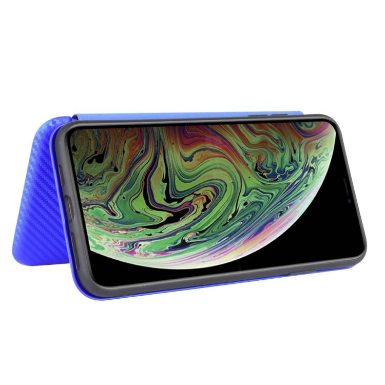 For iPhone X / XS Carbon Fiber Texture Horizontal Flip TPU + PC + PU Leather Case with Card Slot