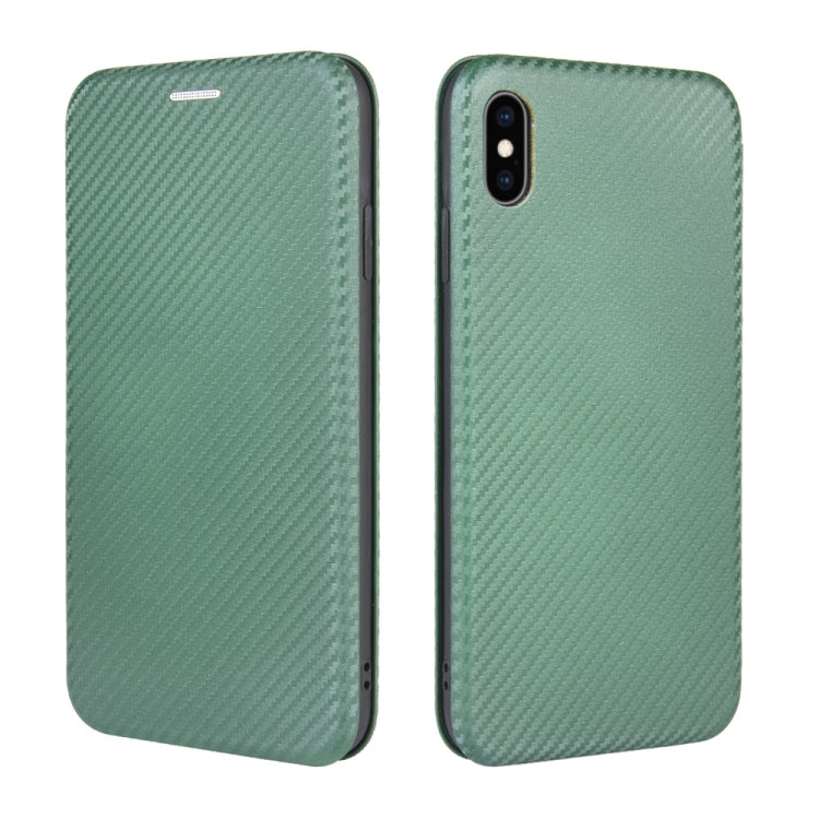 For iPhone X / XS Carbon Fiber Texture Horizontal Flip TPU + PC + PU Leather Case with Card Slot