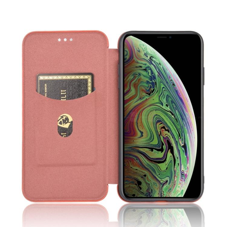 For iPhone X / XS Carbon Fiber Texture Horizontal Flip TPU + PC + PU Leather Case with Card Slot