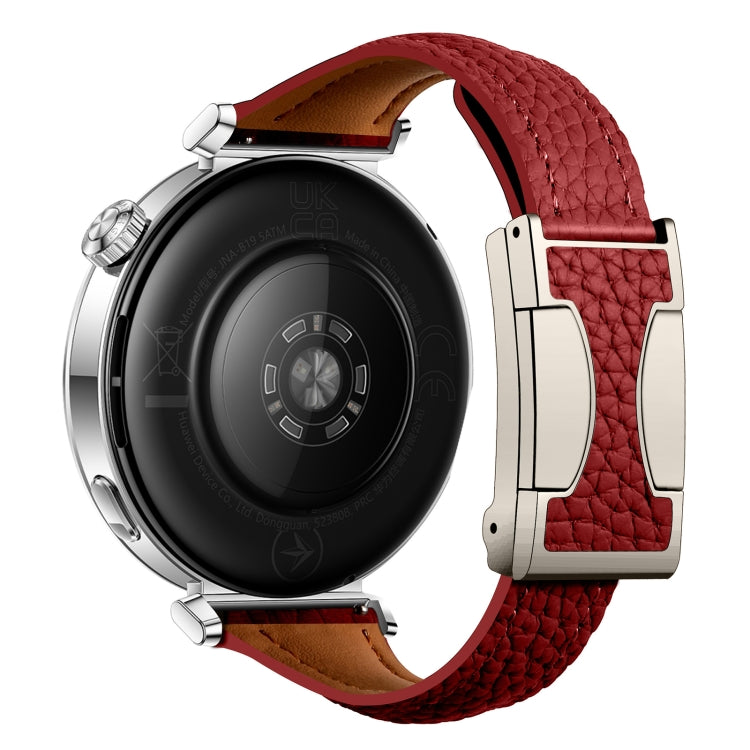 18mm Universal Slim Magnetic Buckle Genuine Leather Watch Band