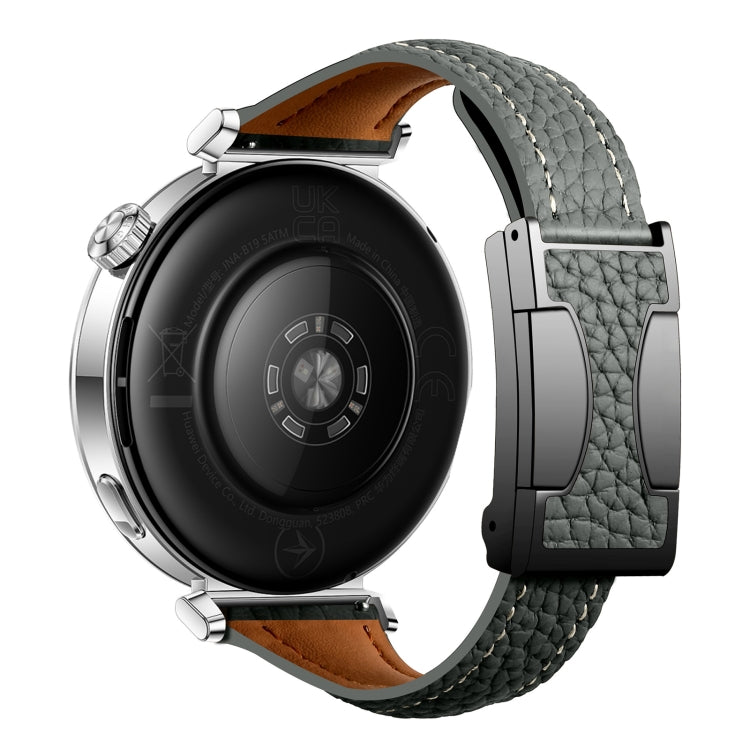 18mm Universal Slim Magnetic Buckle Genuine Leather Watch Band