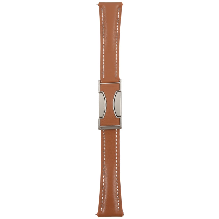 18mm Universal Slim Magnetic Buckle Genuine Leather Watch Band
