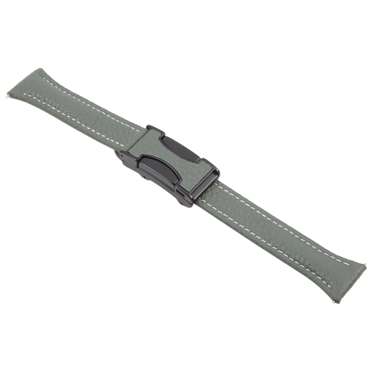 20mm Universal Slim Magnetic Buckle Genuine Leather Watch Band