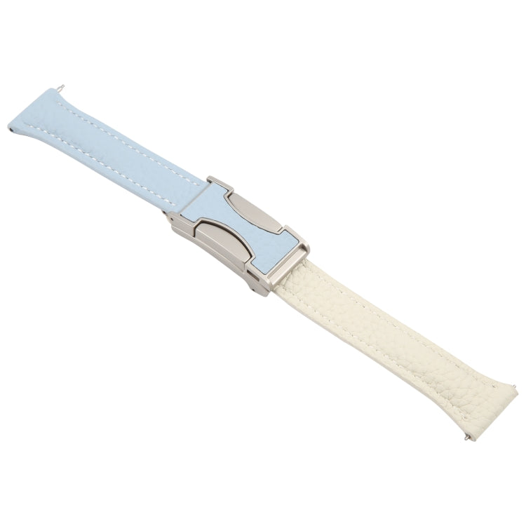 22mm Universal Slim Magnetic Buckle Genuine Leather Watch Band