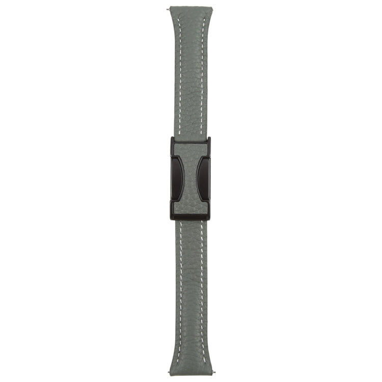 22mm Universal Slim Magnetic Buckle Genuine Leather Watch Band
