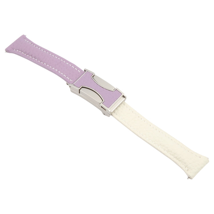 22mm Universal Slim Magnetic Buckle Genuine Leather Watch Band