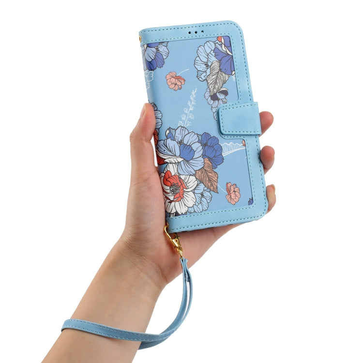 For Google Pixel 9a Floral Pattern Leather Phone Case with Lanyard