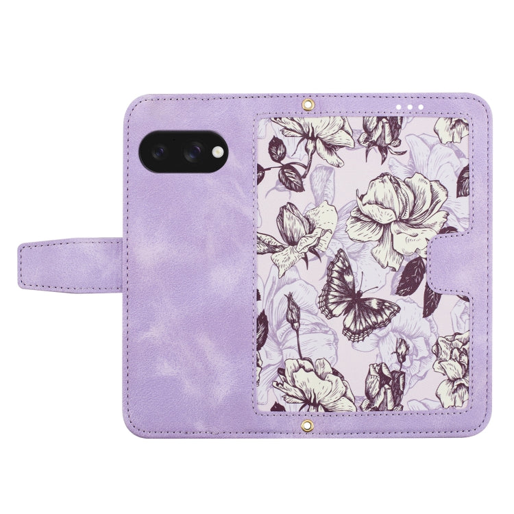 For Google Pixel 9a Floral Pattern Leather Phone Case with Lanyard