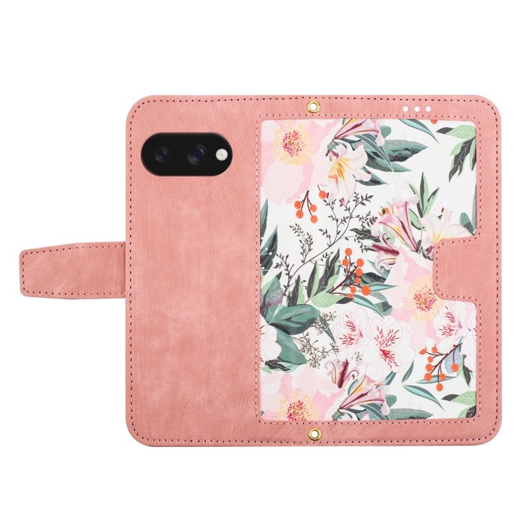 For Google Pixel 9a Floral Pattern Leather Phone Case with Lanyard