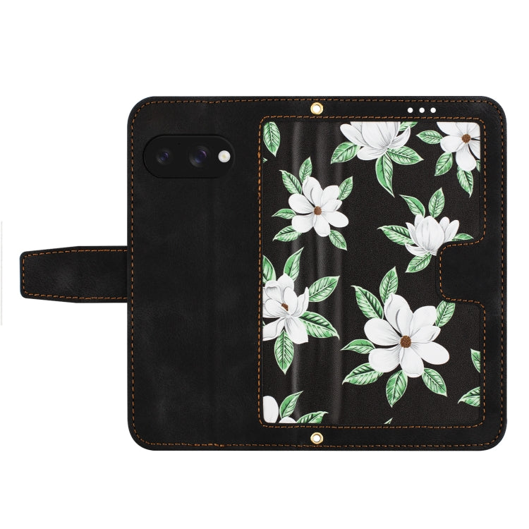 For Google Pixel 9a Floral Pattern Leather Phone Case with Lanyard