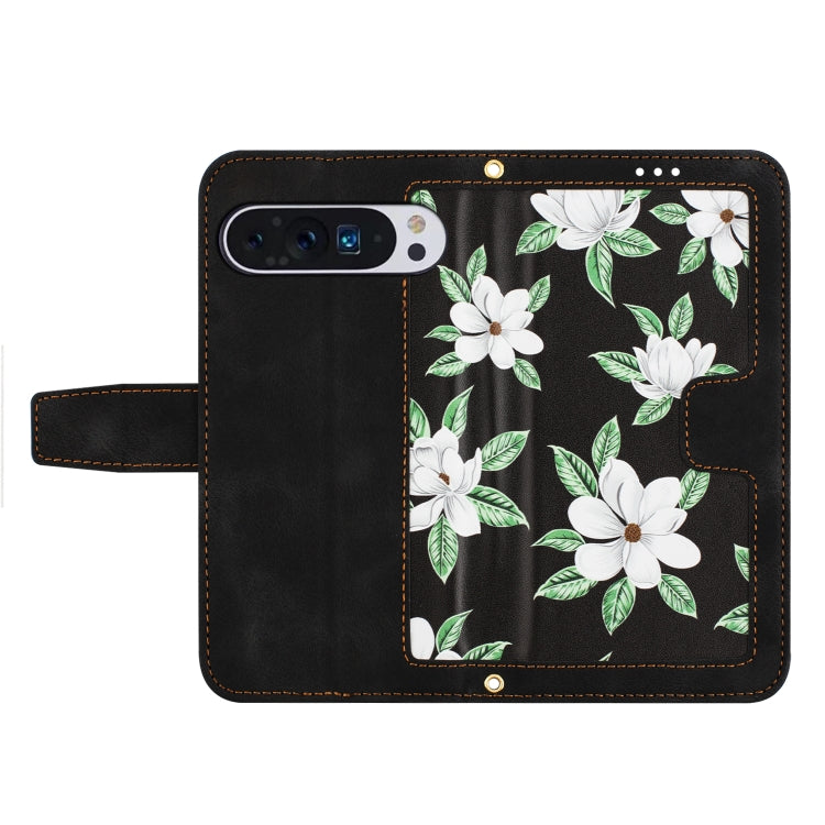 For Google Pixel 9 Pro XL Floral Pattern Leather Phone Case with Lanyard