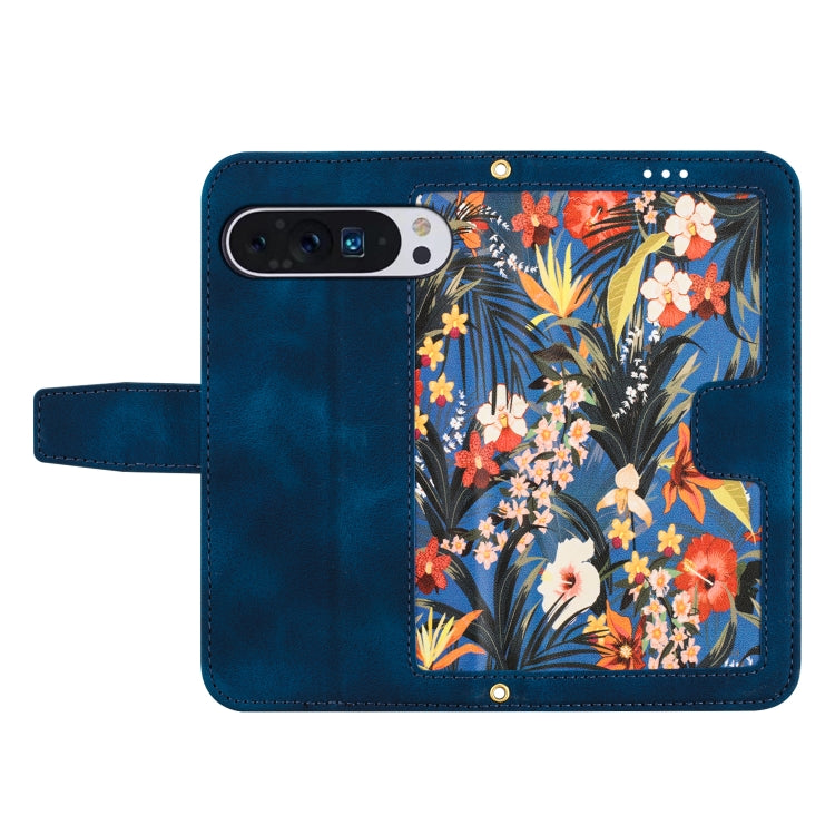 For Google Pixel 9 Pro XL Floral Pattern Leather Phone Case with Lanyard