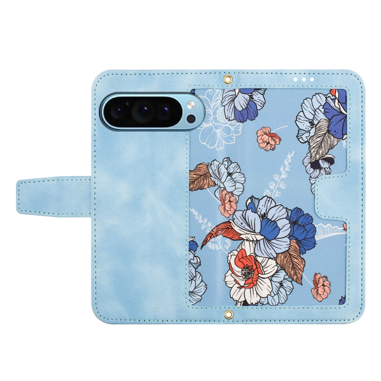 For Google Pixel 9 / 9 Pro Floral Pattern Leather Phone Case with Lanyard