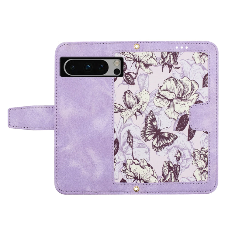 For Google Pixel 8 Pro Floral Pattern Leather Phone Case with Lanyard
