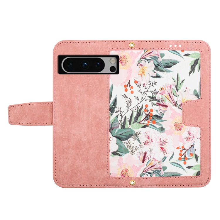 For Google Pixel 8 Pro Floral Pattern Leather Phone Case with Lanyard