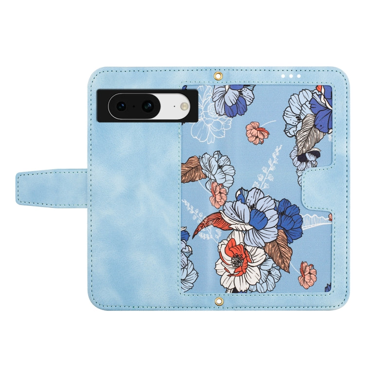 For Google Pixel 8 Floral Pattern Leather Phone Case with Lanyard