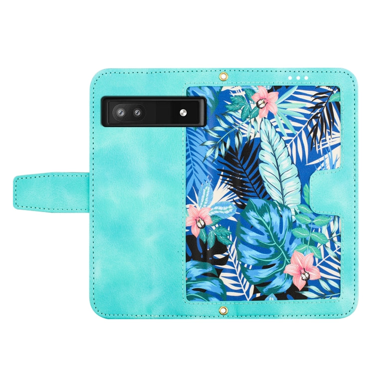For Google Pixel 7a Floral Pattern Leather Phone Case with Lanyard