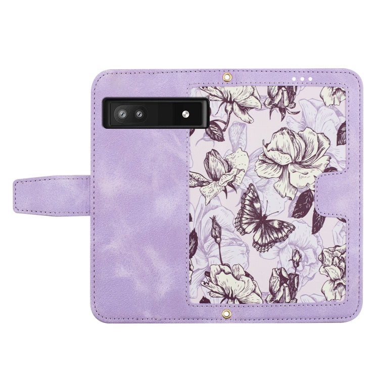 For Google Pixel 7a Floral Pattern Leather Phone Case with Lanyard