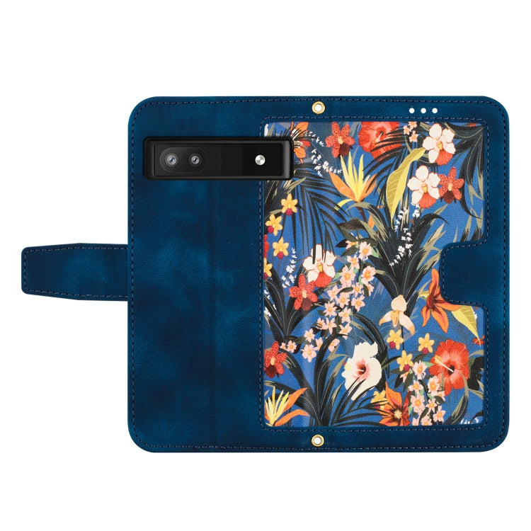 For Google Pixel 7a Floral Pattern Leather Phone Case with Lanyard