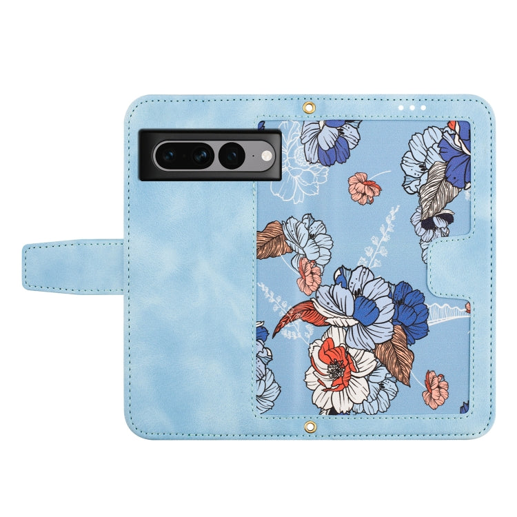For Google Pixel 7 Pro Floral Pattern Leather Phone Case with Lanyard