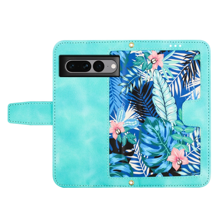 For Google Pixel 7 Pro Floral Pattern Leather Phone Case with Lanyard