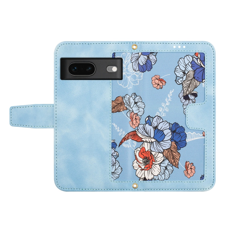 For Google Pixel 7 Floral Pattern Leather Phone Case with Lanyard