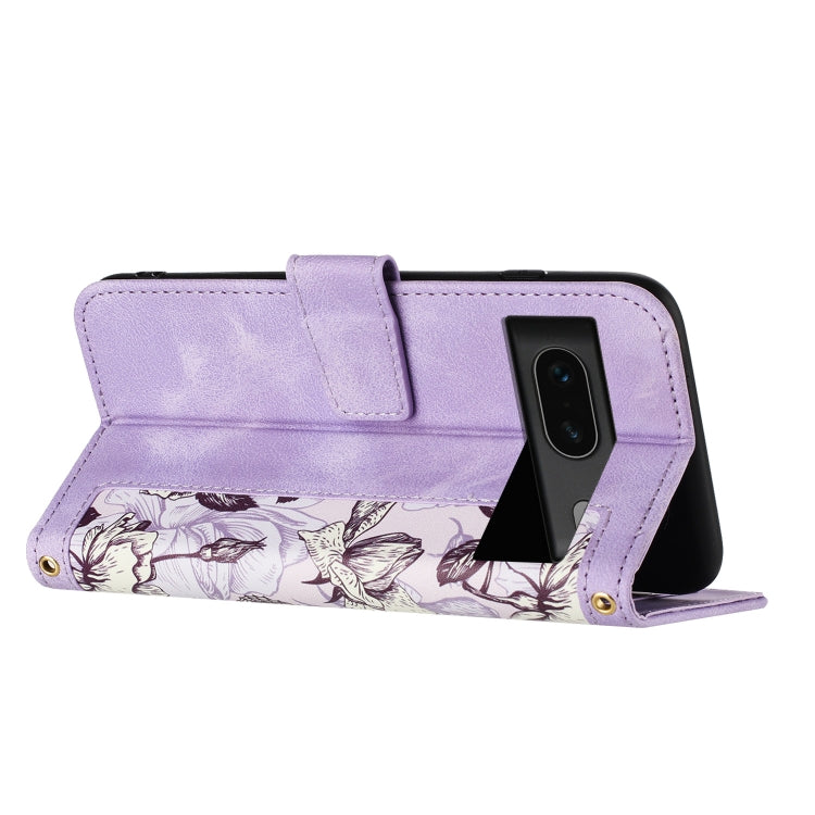 For Google Pixel 7 Floral Pattern Leather Phone Case with Lanyard