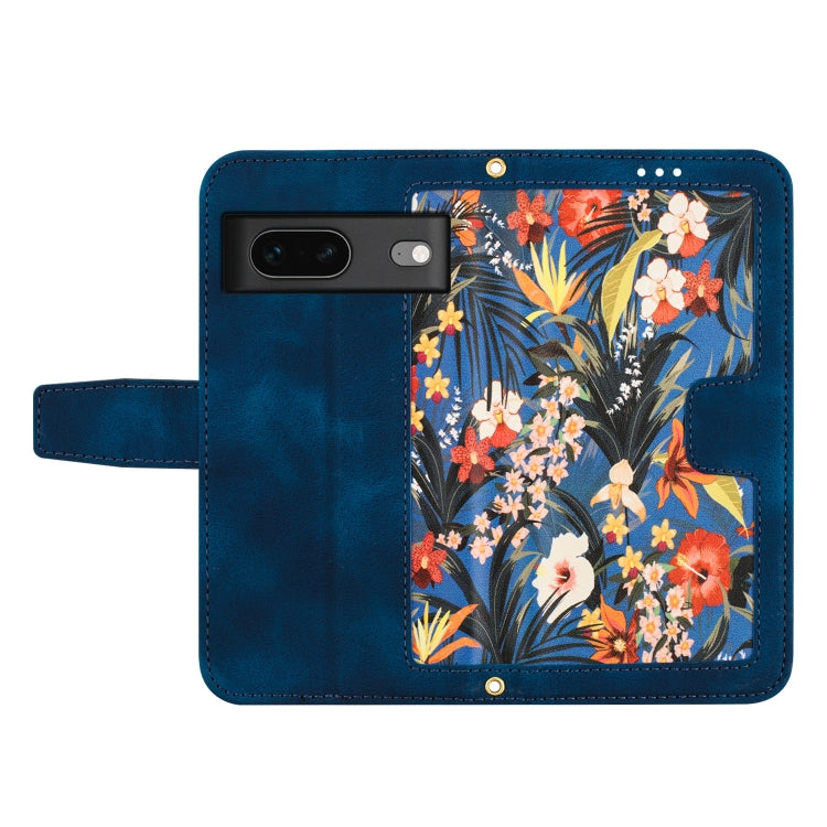 For Google Pixel 7 Floral Pattern Leather Phone Case with Lanyard