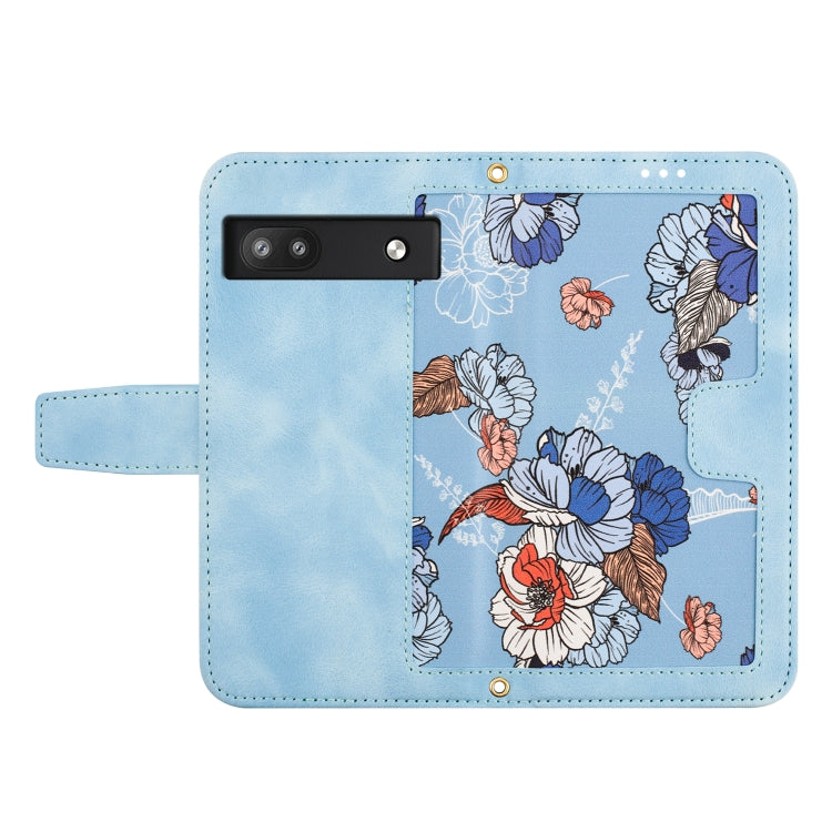 For Google Pixel 6a Floral Pattern Leather Phone Case with Lanyard