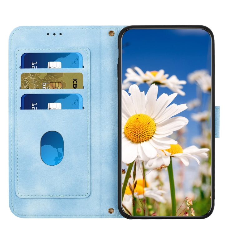 For Google Pixel 6a Floral Pattern Leather Phone Case with Lanyard