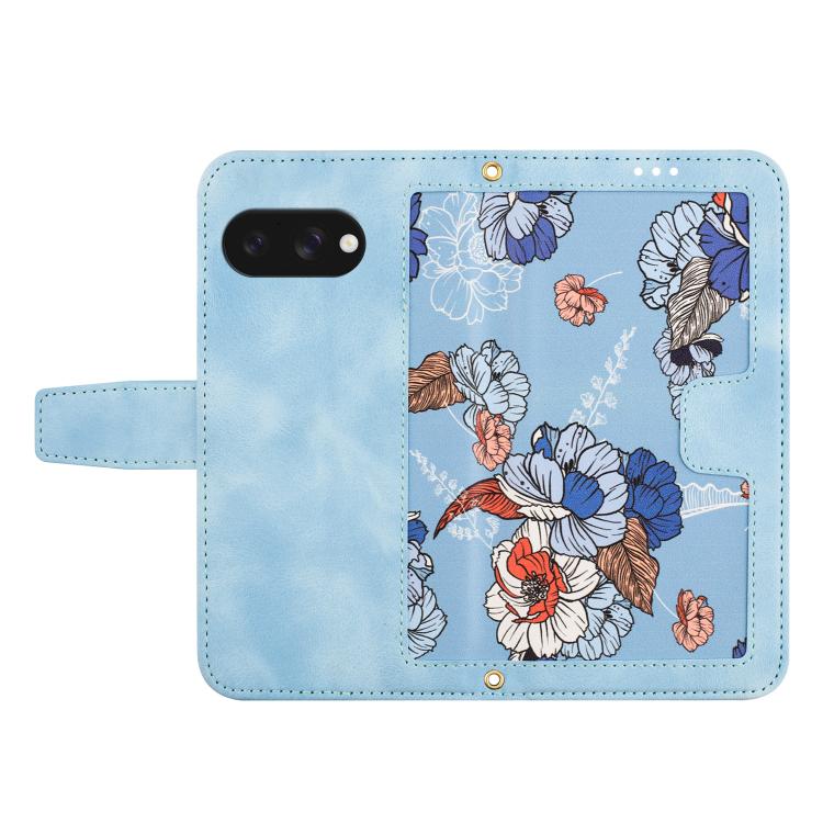 For Google Pixel 10a Floral Pattern Leather Phone Case with Lanyard