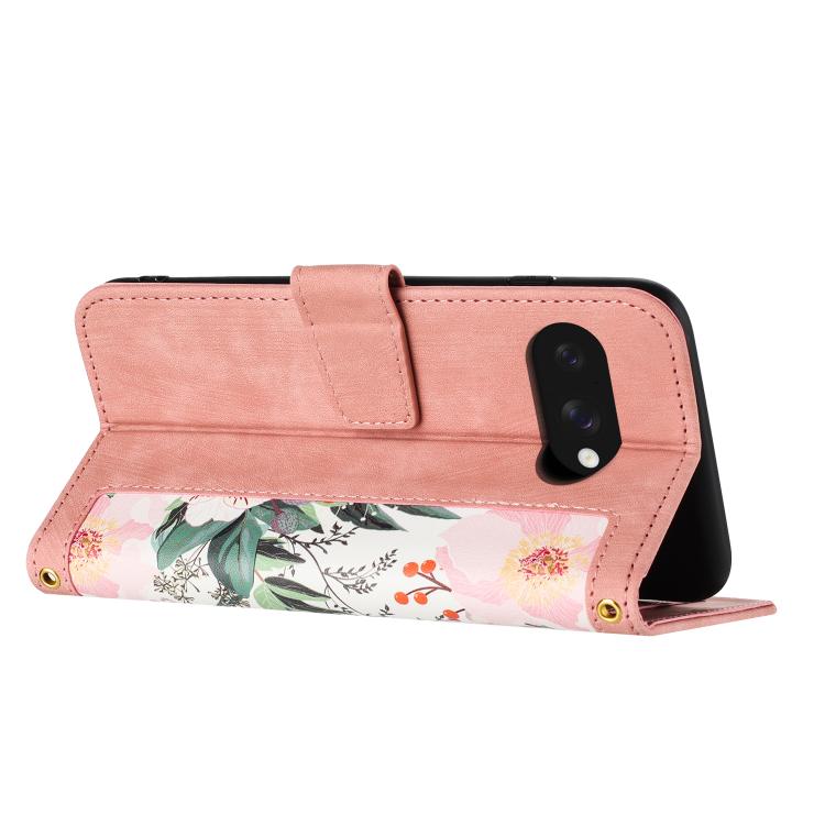For Google Pixel 10a Floral Pattern Leather Phone Case with Lanyard