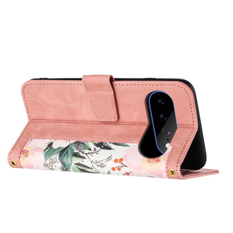 For Google Pixel 11 Pro XL Floral Pattern Leather Phone Case with Lanyard