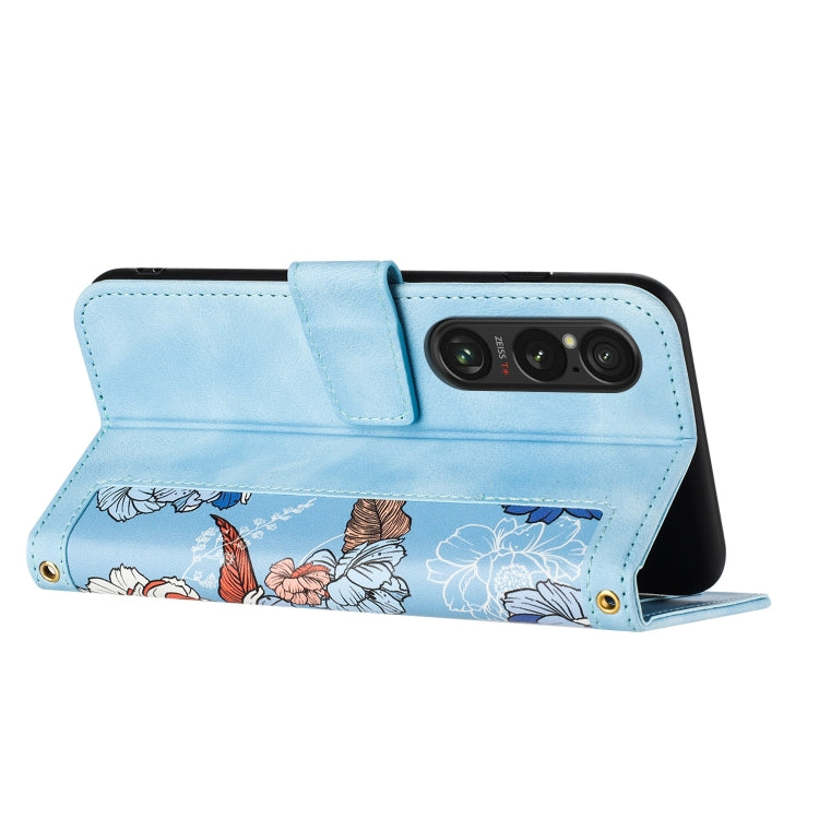 For Sony Xperia 1 VI Floral Pattern Leather Phone Case with Lanyard