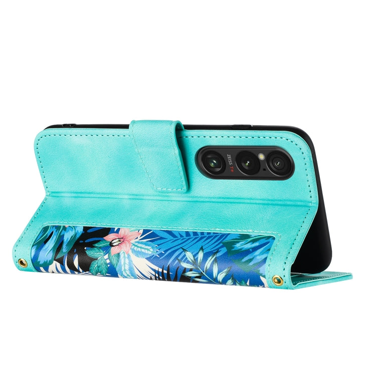 For Sony Xperia 1 VI Floral Pattern Leather Phone Case with Lanyard