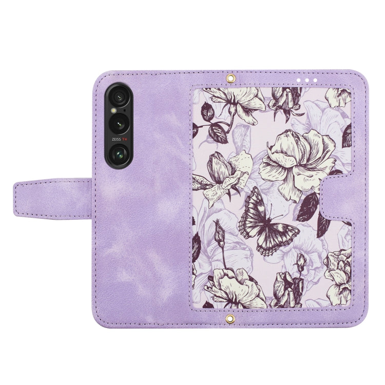For Sony Xperia 1 VI Floral Pattern Leather Phone Case with Lanyard