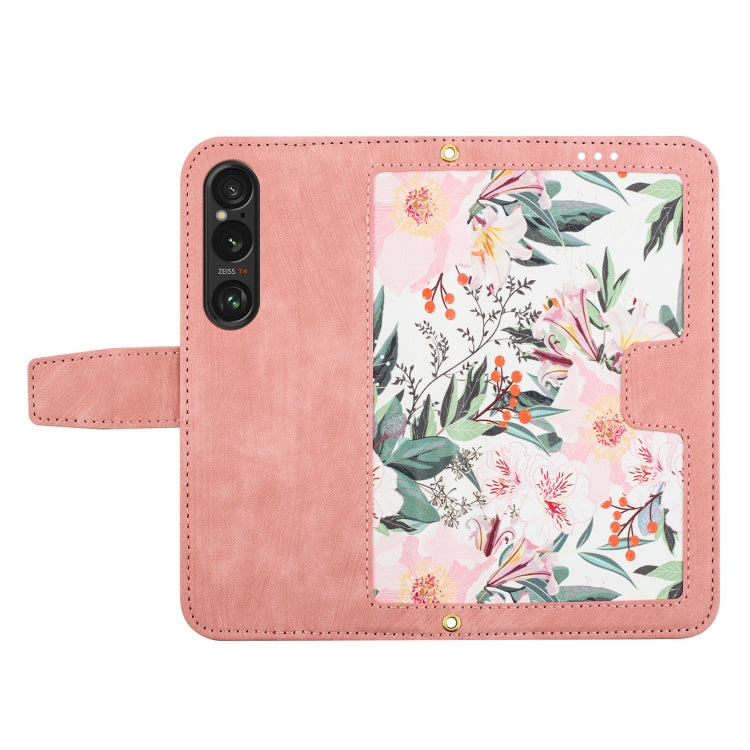For Sony Xperia 1 VI Floral Pattern Leather Phone Case with Lanyard
