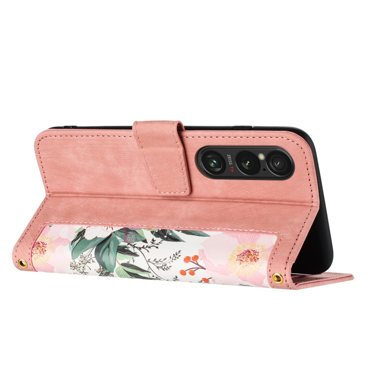 For Sony Xperia 1 VI Floral Pattern Leather Phone Case with Lanyard