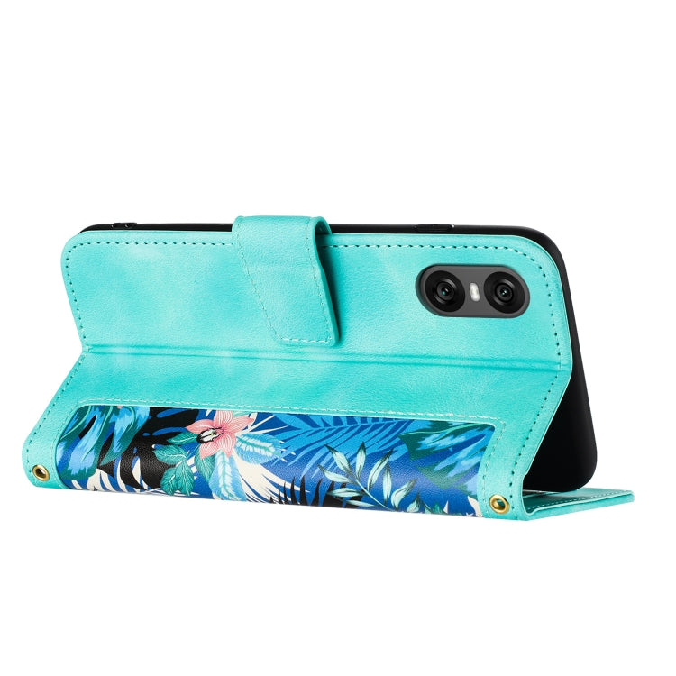 For Sony Xperia 10 VI Floral Pattern Leather Phone Case with Lanyard