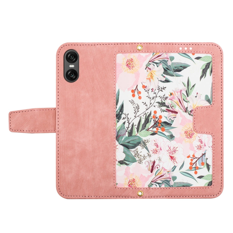 For Sony Xperia 10 VI Floral Pattern Leather Phone Case with Lanyard
