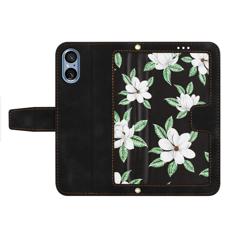 For Sony Xperia 5 V Floral Pattern Leather Phone Case with Lanyard