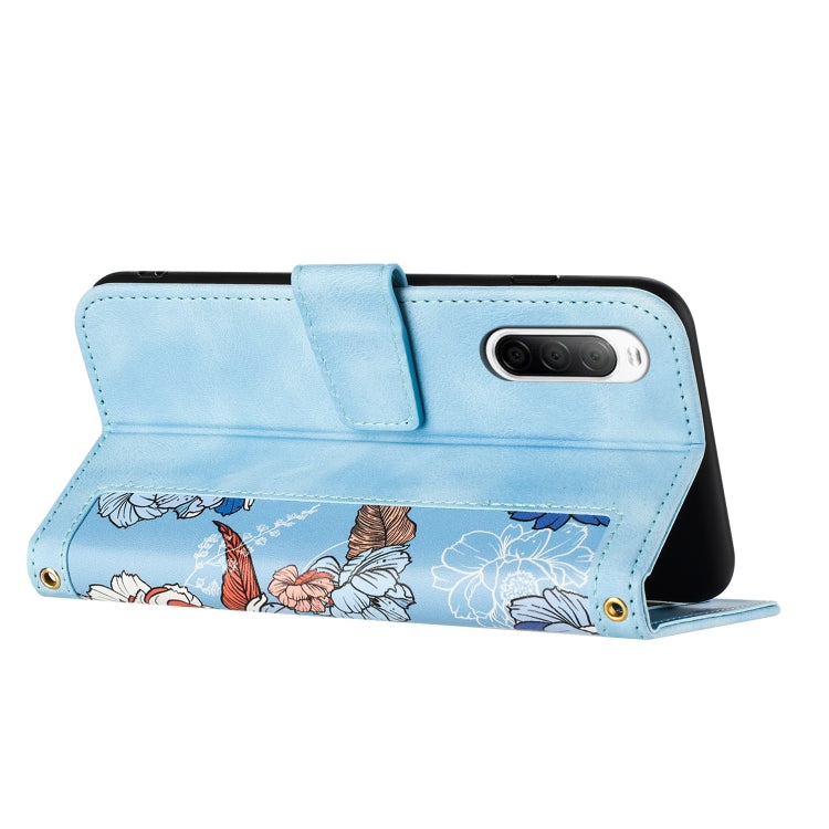 For Sony Xperia 10 V Floral Pattern Leather Phone Case with Lanyard