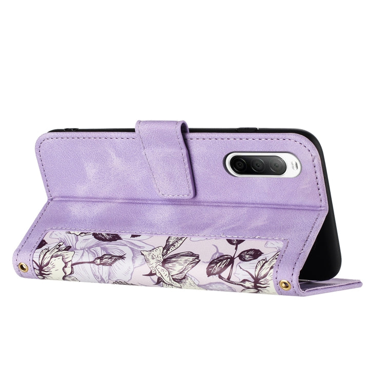For Sony Xperia 10 V Floral Pattern Leather Phone Case with Lanyard