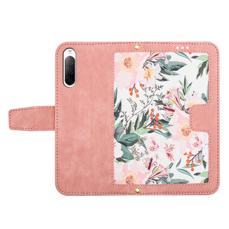 For Sony Xperia 10 V Floral Pattern Leather Phone Case with Lanyard